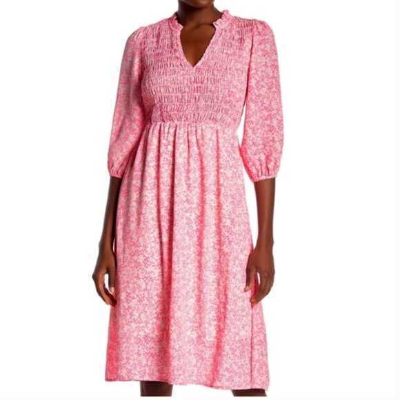 Superfoxx Dresses & Skirts - SOLD Superfoxx Pink Floral Smocked Midi Dress Size Small